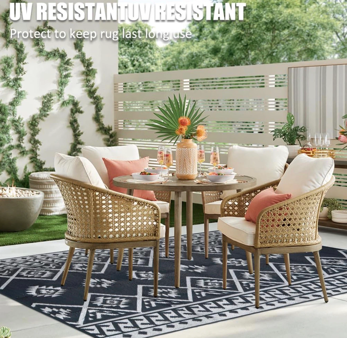 Reversible Plastic Straw Outdoor Rug 6ft x 9ft - photo 5