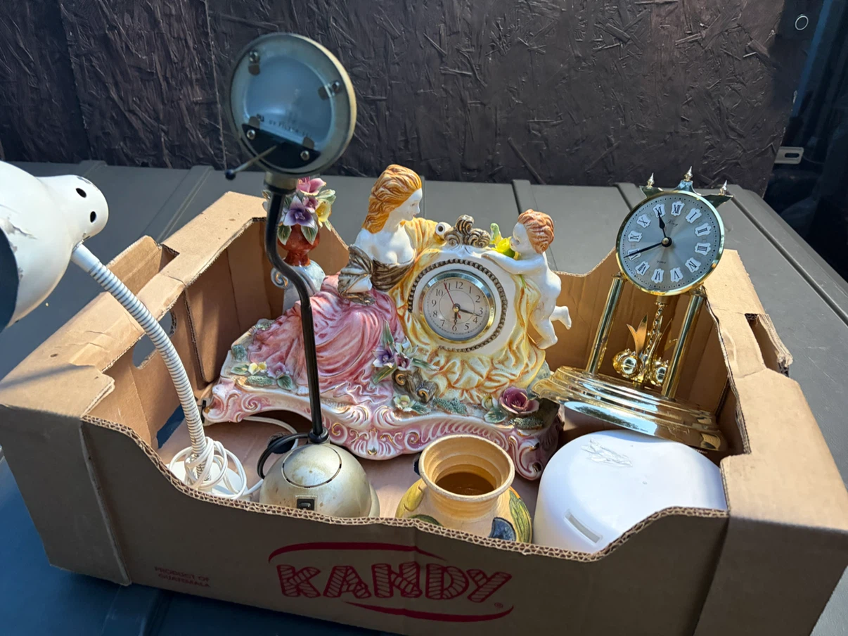 Vintage desk clocks  and desk lamps. FREE