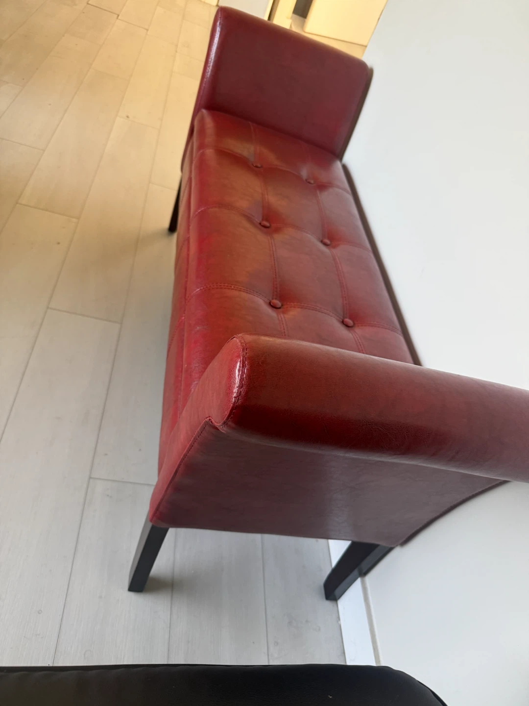 Red Tufted Storage Bench