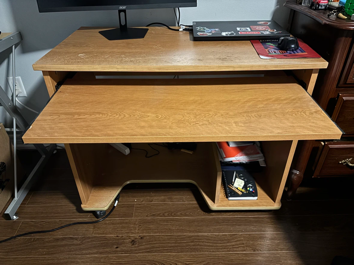 Wooden Computer Desk with Keyboard Tray - photo 2