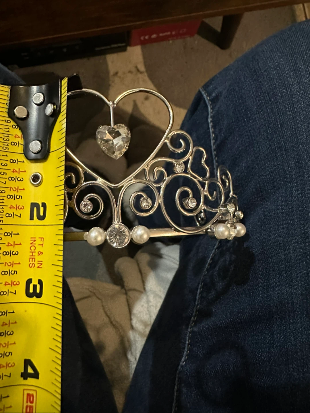 Silver-tone Tiara with Heart and Pearls - photo 4