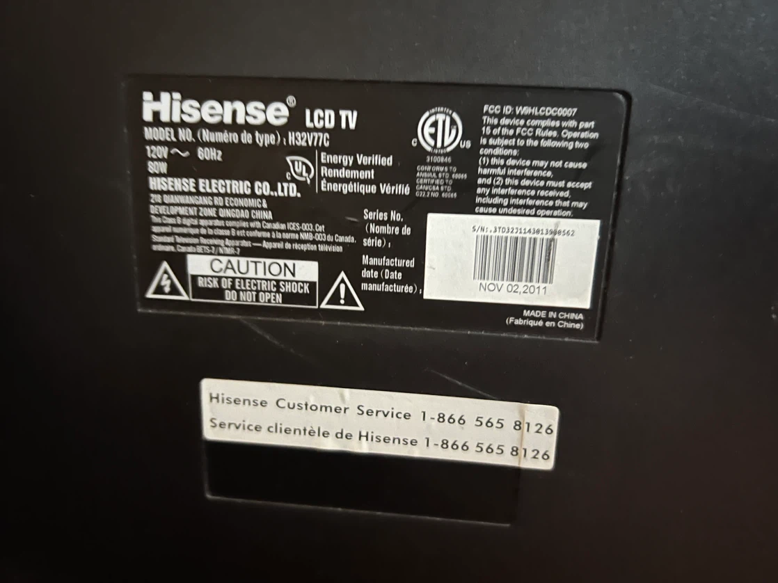 Hisense 32-inch LCD TV Model H32V77C - photo 3
