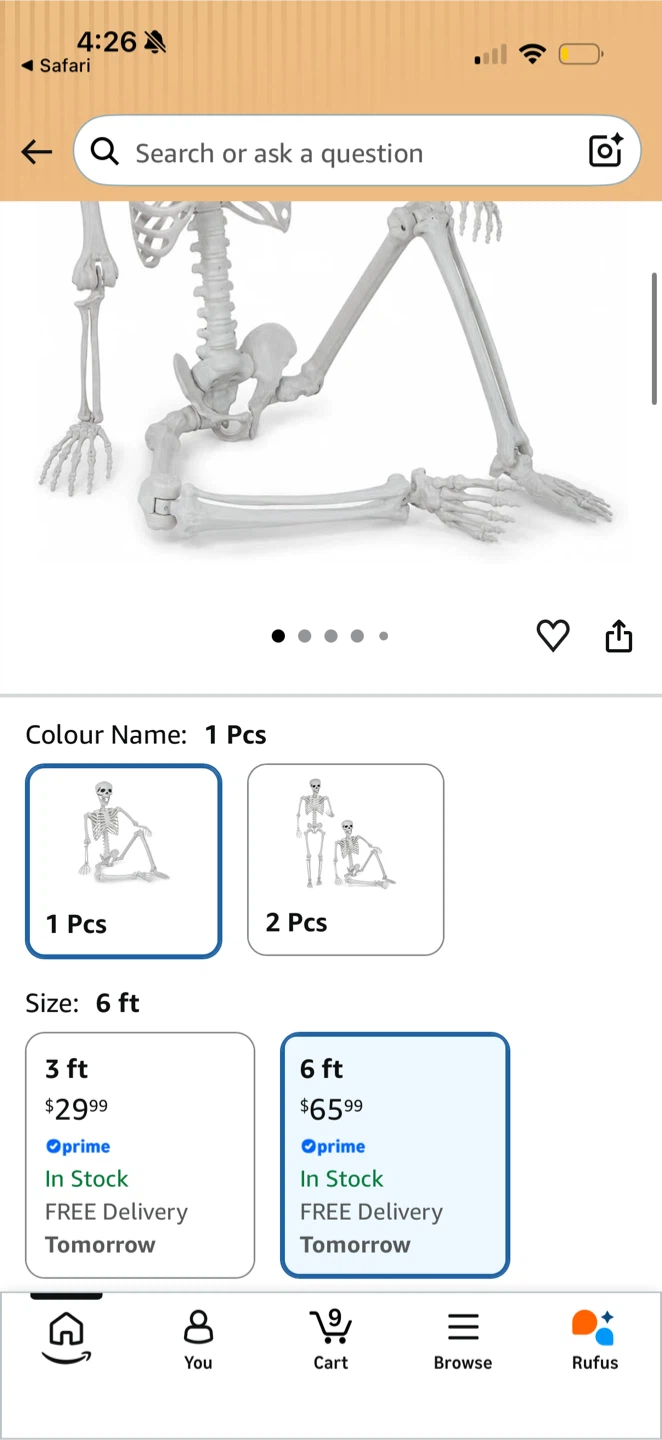 6ft Life-Size Poseable Skeleton Halloween Decoration