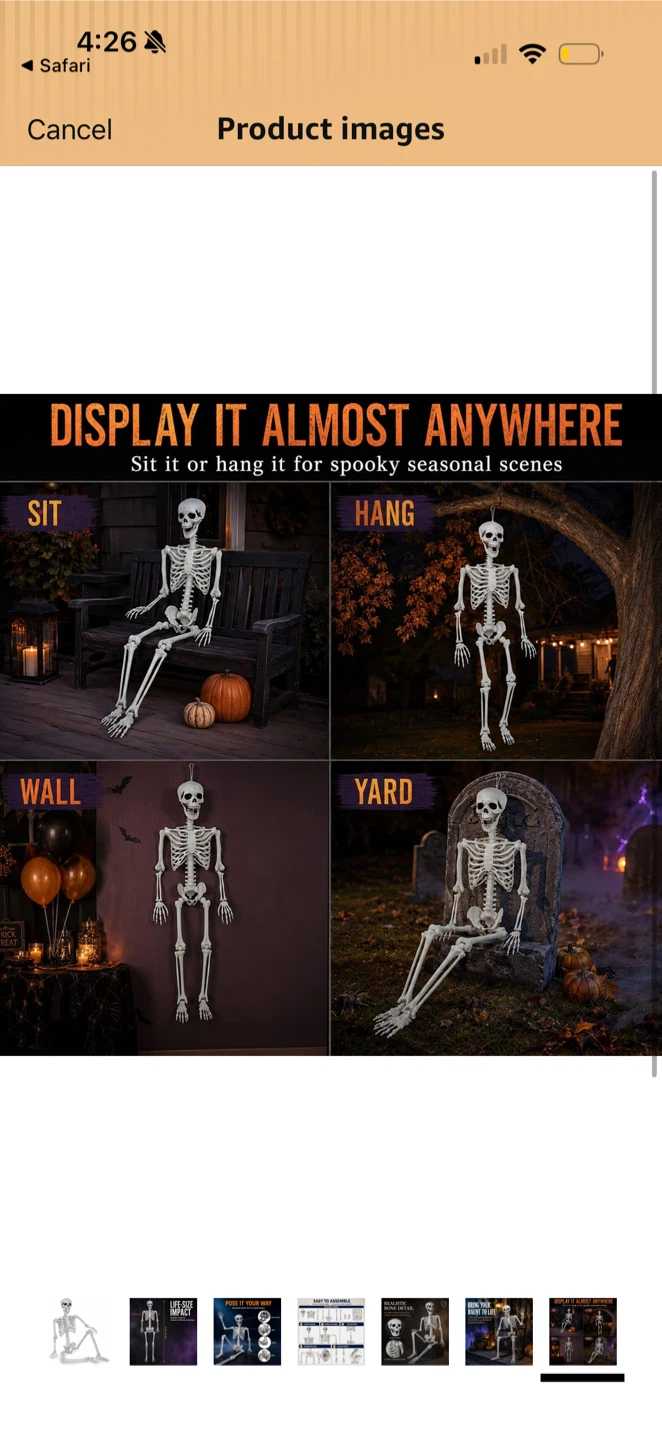 6ft Life-Size Poseable Skeleton Halloween Decoration - photo 2