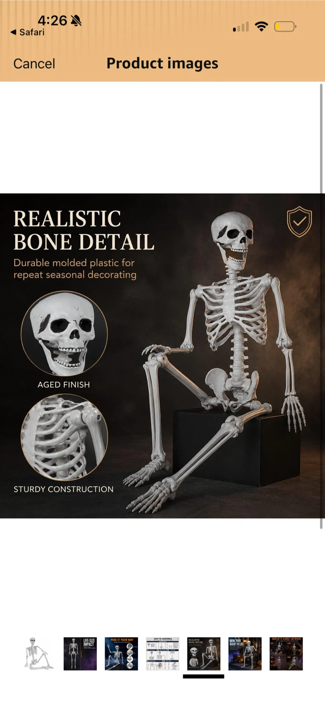 6ft Life-Size Poseable Skeleton Halloween Decoration - photo 4