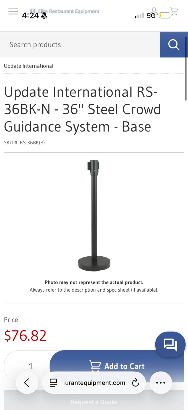 Update International 36" Black Retractable Stanchion - photo 2