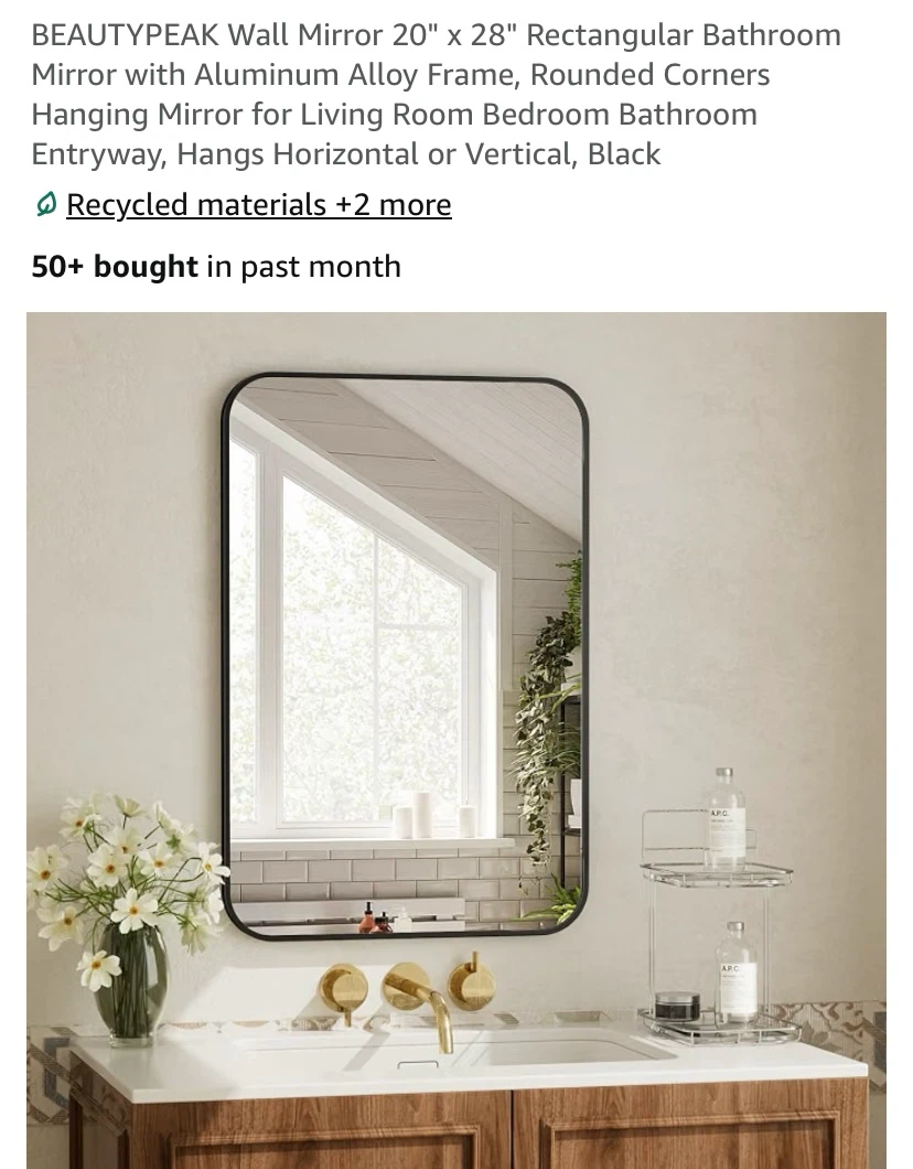 BEAUTYPEAK Wall Mirror 20" x 28" Rectangular