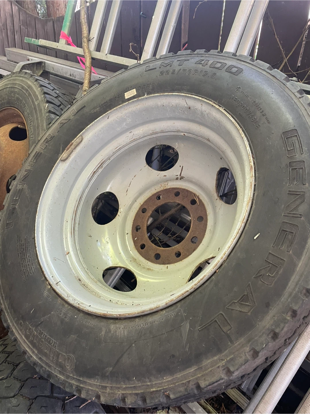 3 General Tire LMT 400 225/70R19.5 Tire and Rim