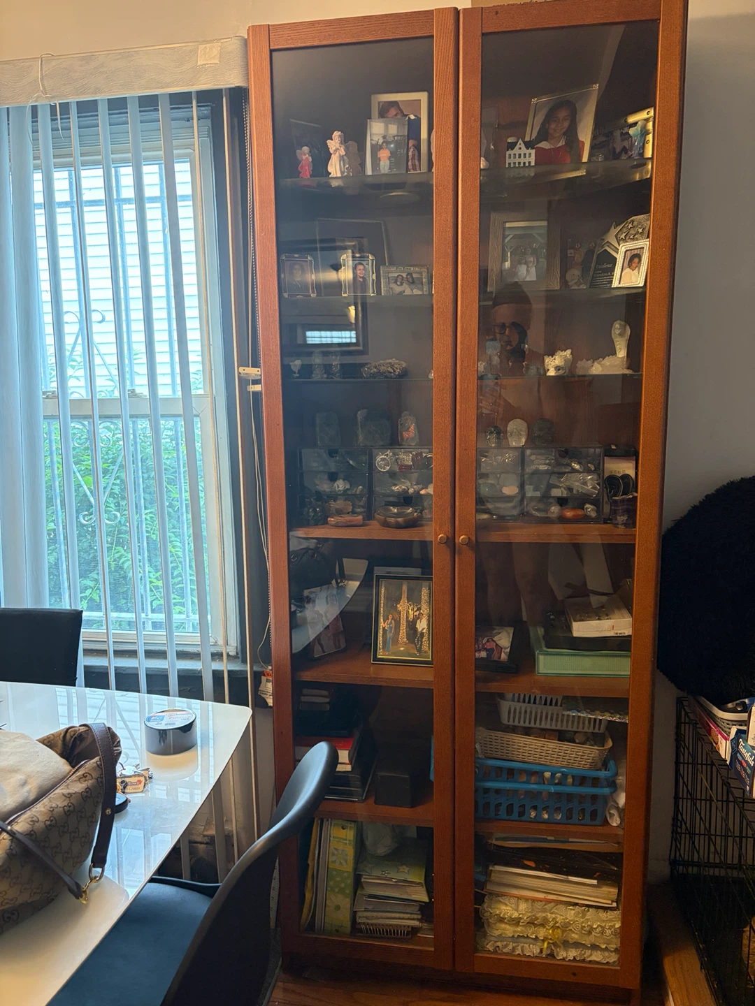 Wooden Display Cabinet with Glass Doors
