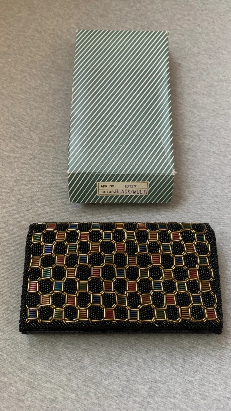Beaded Multi-Colour Geometric Clutch Evening Bag