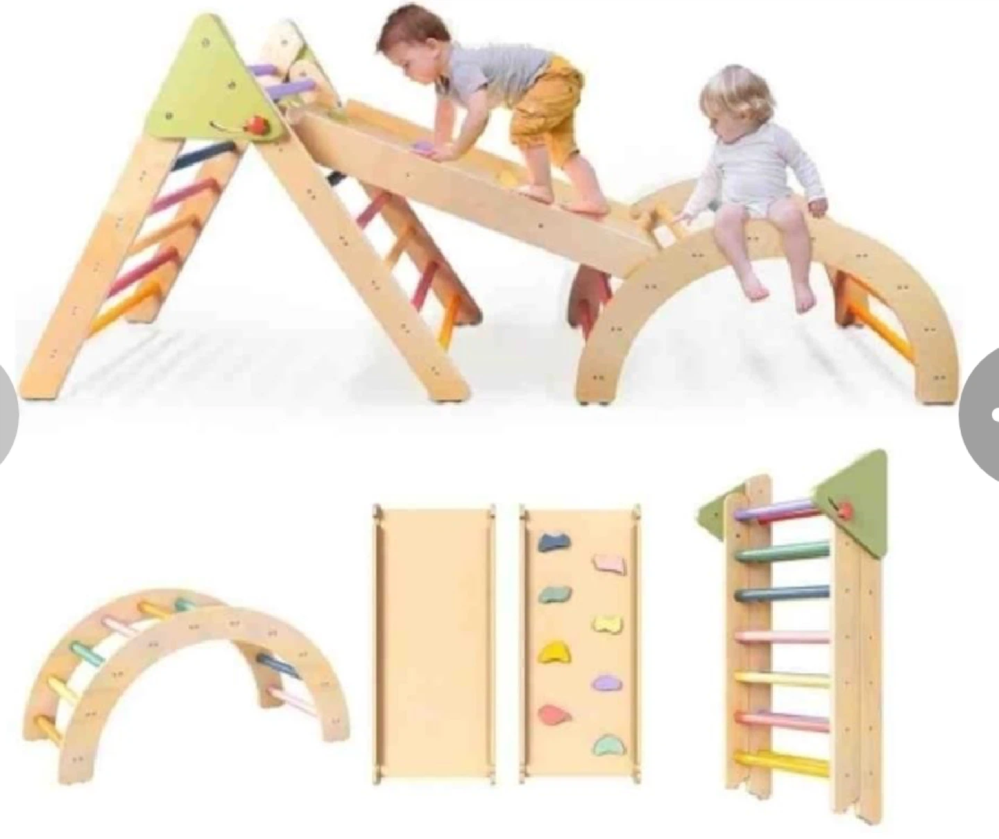 Wooden Pikler Triangle Climbing Set with Arch