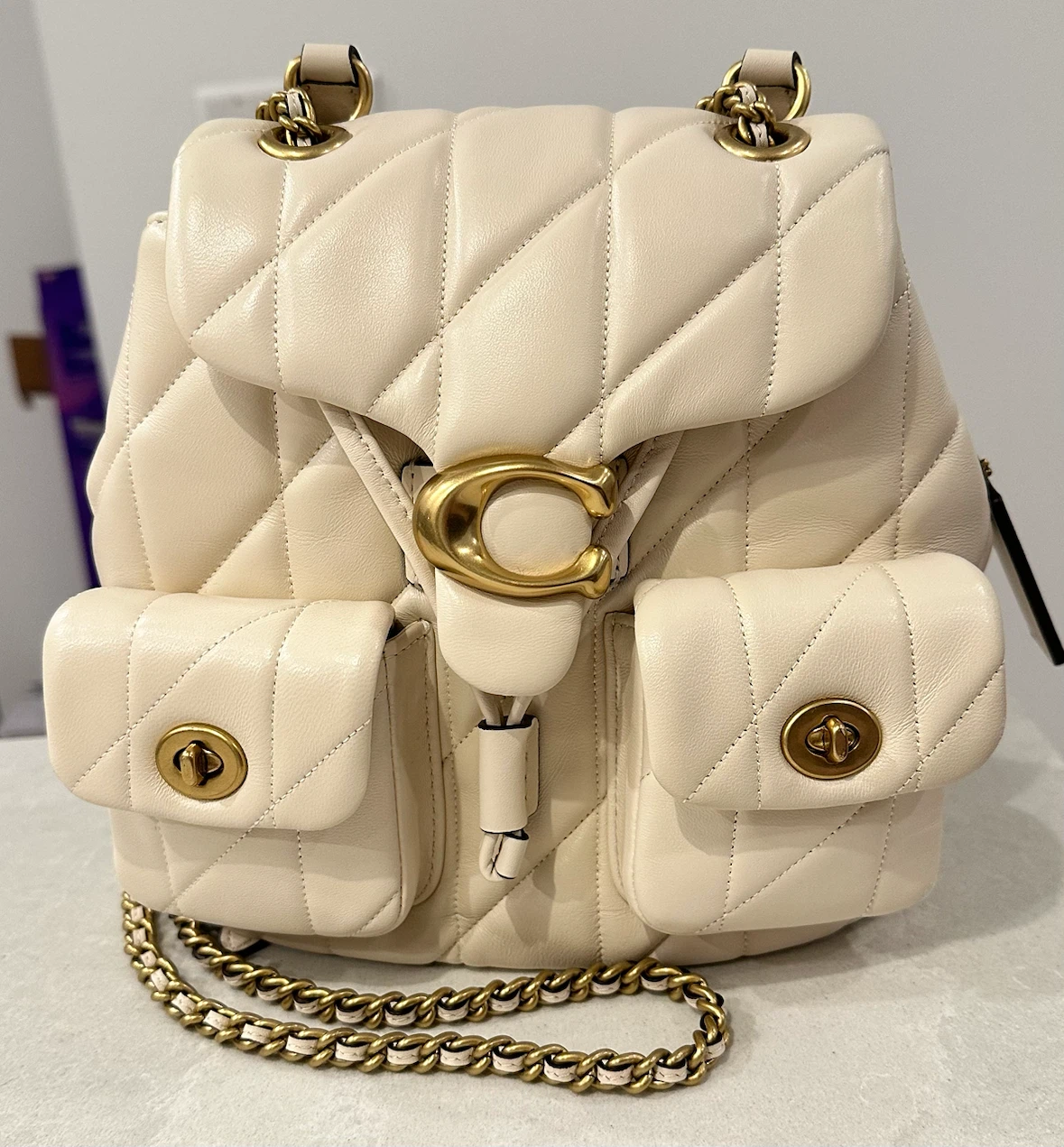 Coach Tabby Backpack With Pillow Quilting – Brass/Chalk