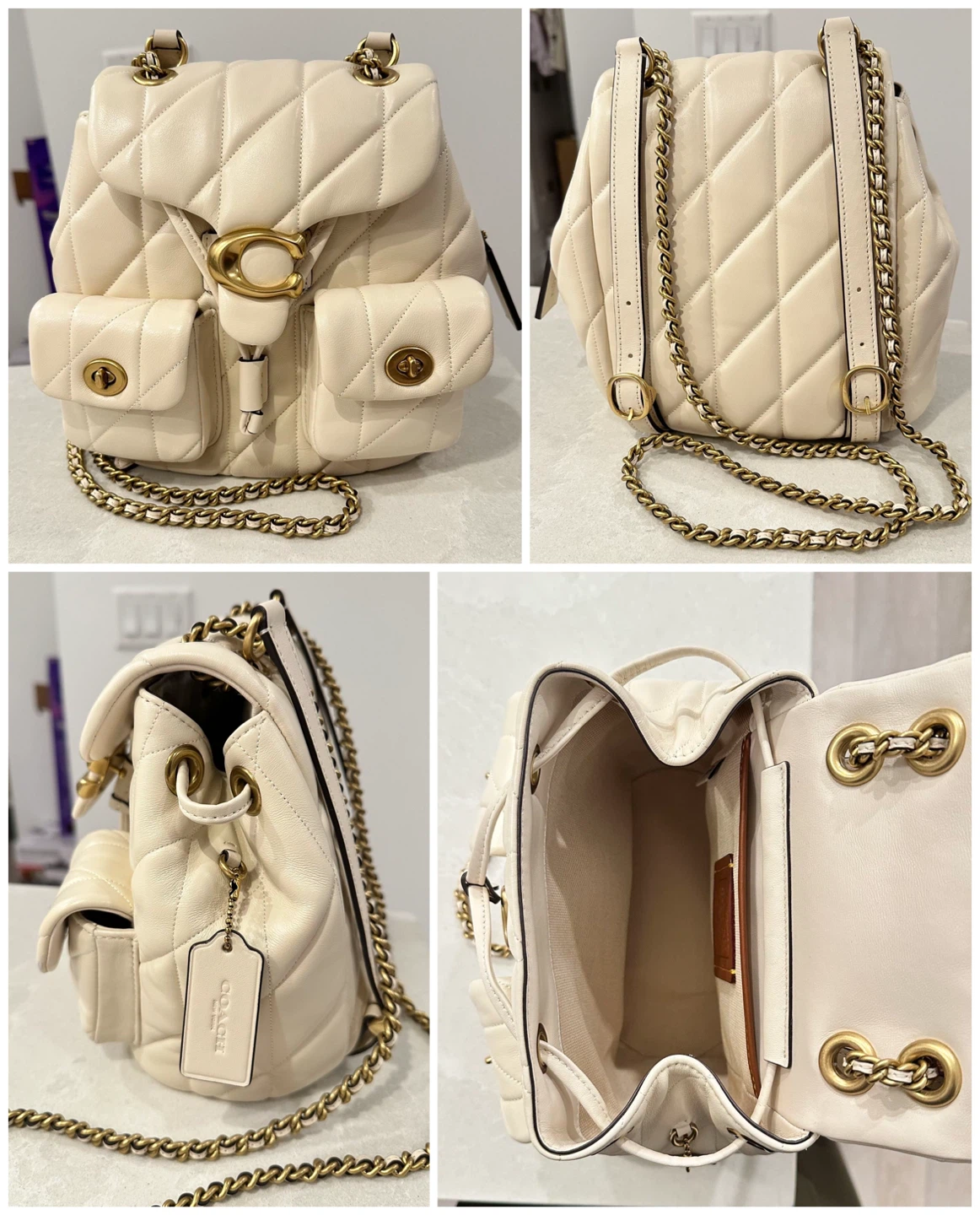 Coach Tabby Backpack With Pillow Quilting – Brass/Chalk - photo 2