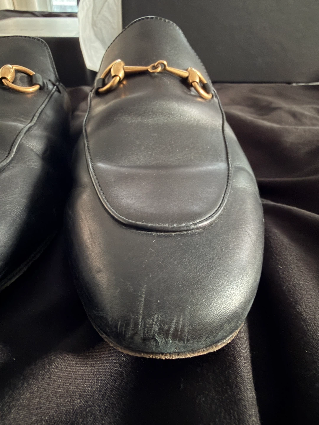 Gucci Black Leather Horsebit Mules Size 38+ - photo 5