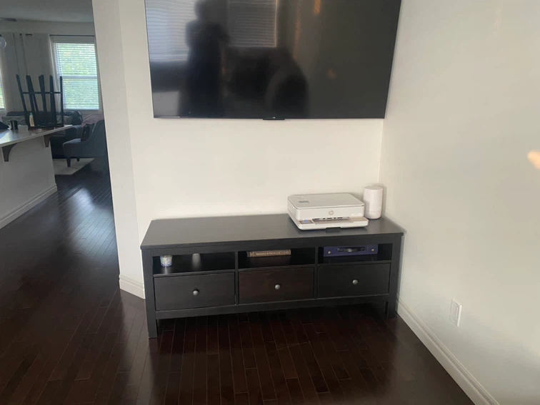Dark Brown Media Console with Drawers and Shelves - photo 2