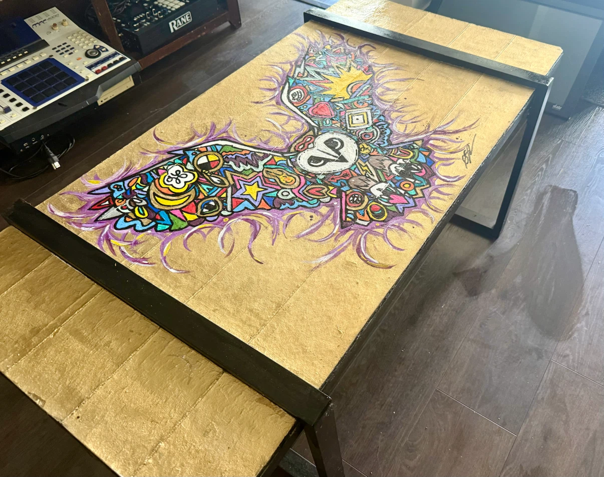 Custom Painted Coffee Table with Owl Design