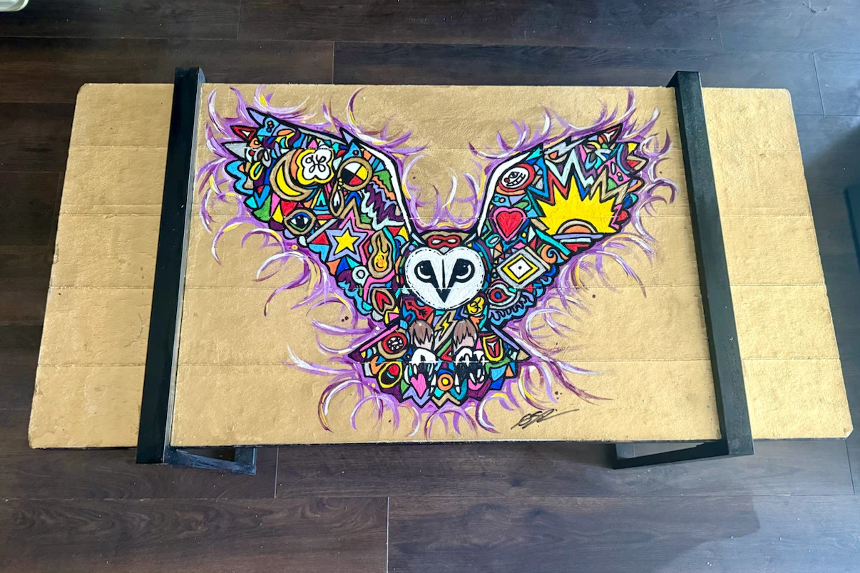 Custom Painted Coffee Table with Owl Design - photo 2