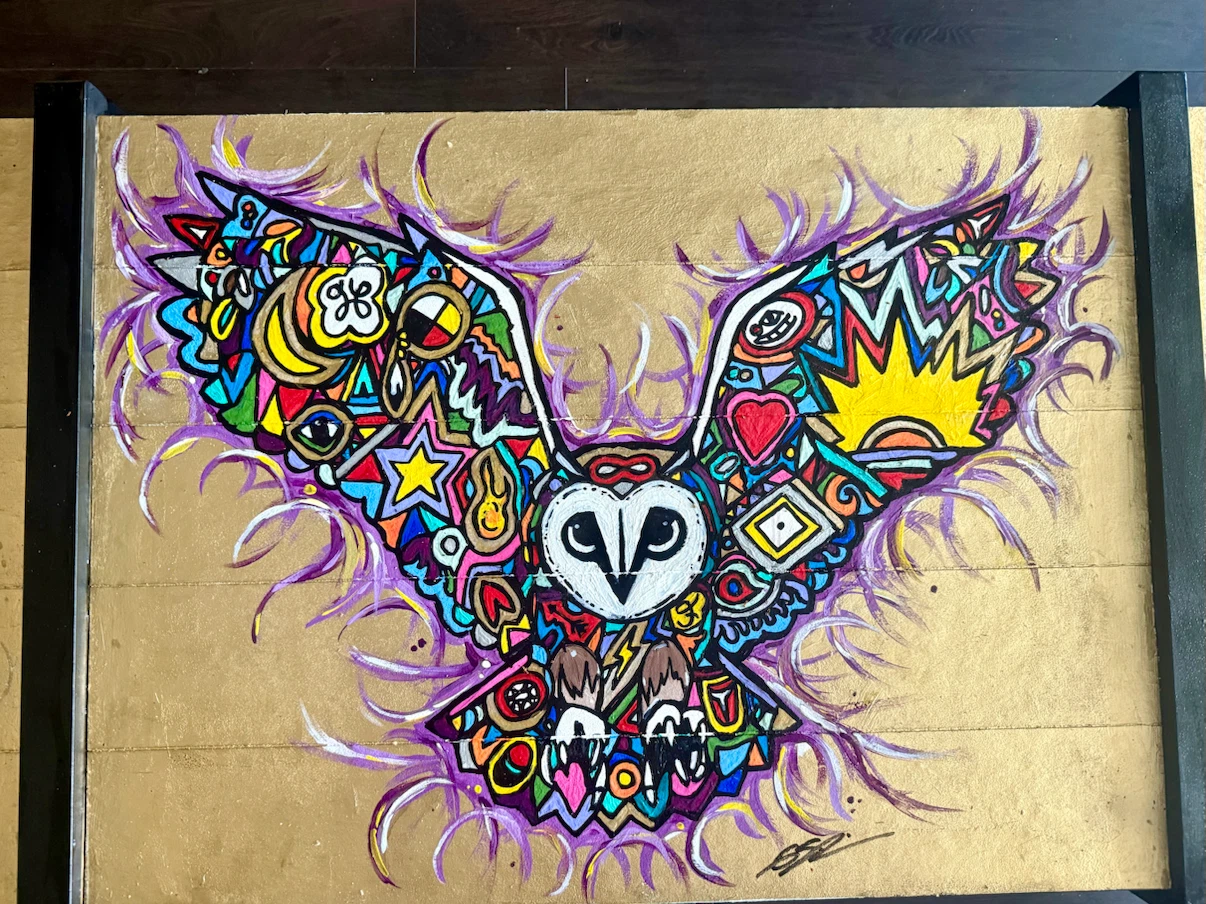 Custom Painted Coffee Table with Owl Design - photo 3