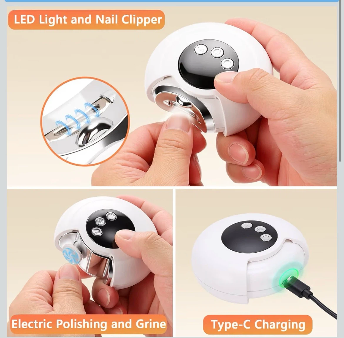 Electric Nail Clipper with LED Light - photo 2
