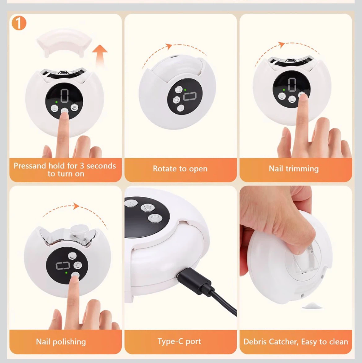 Electric Nail Clipper with LED Light - photo 5