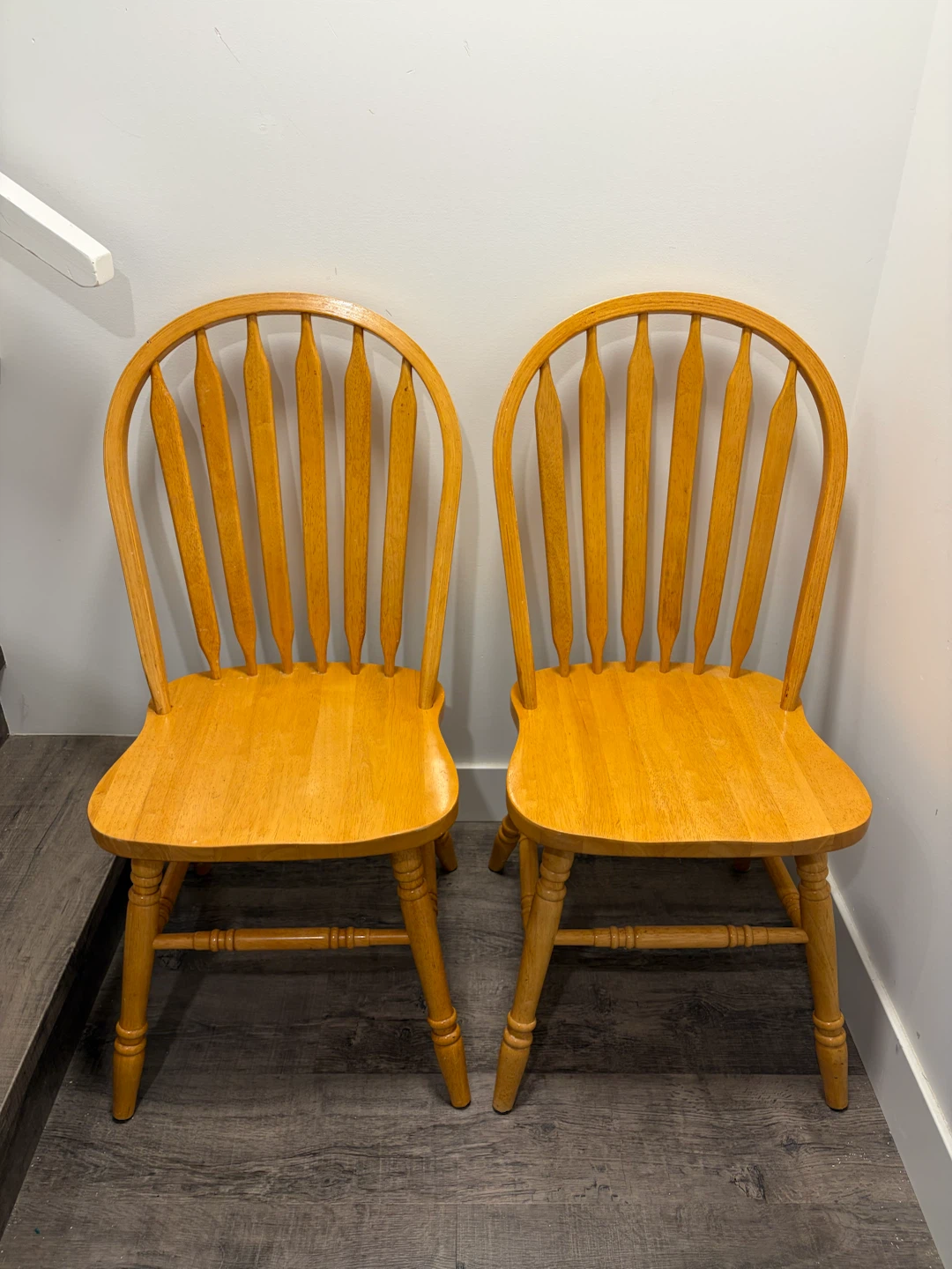 pair of wooden chairs for $50