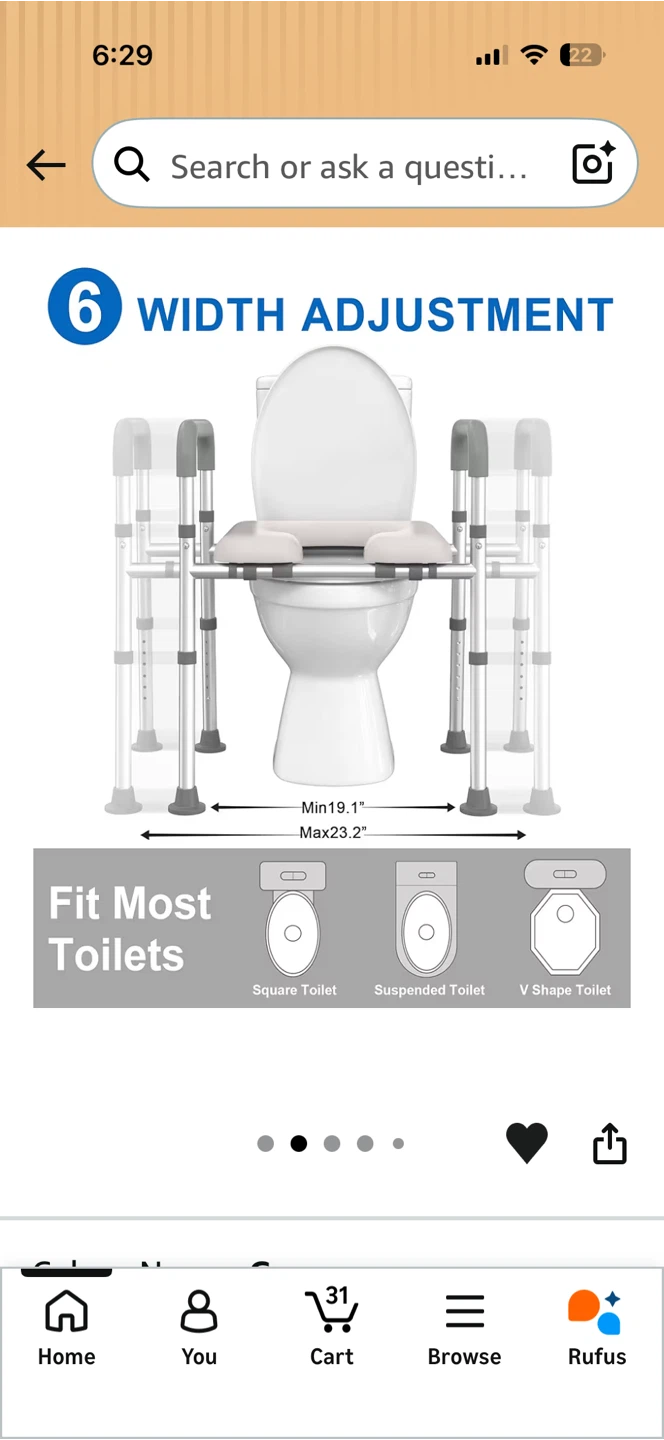 HOMELAND Toilet Seat Riser with Arms - photo 3