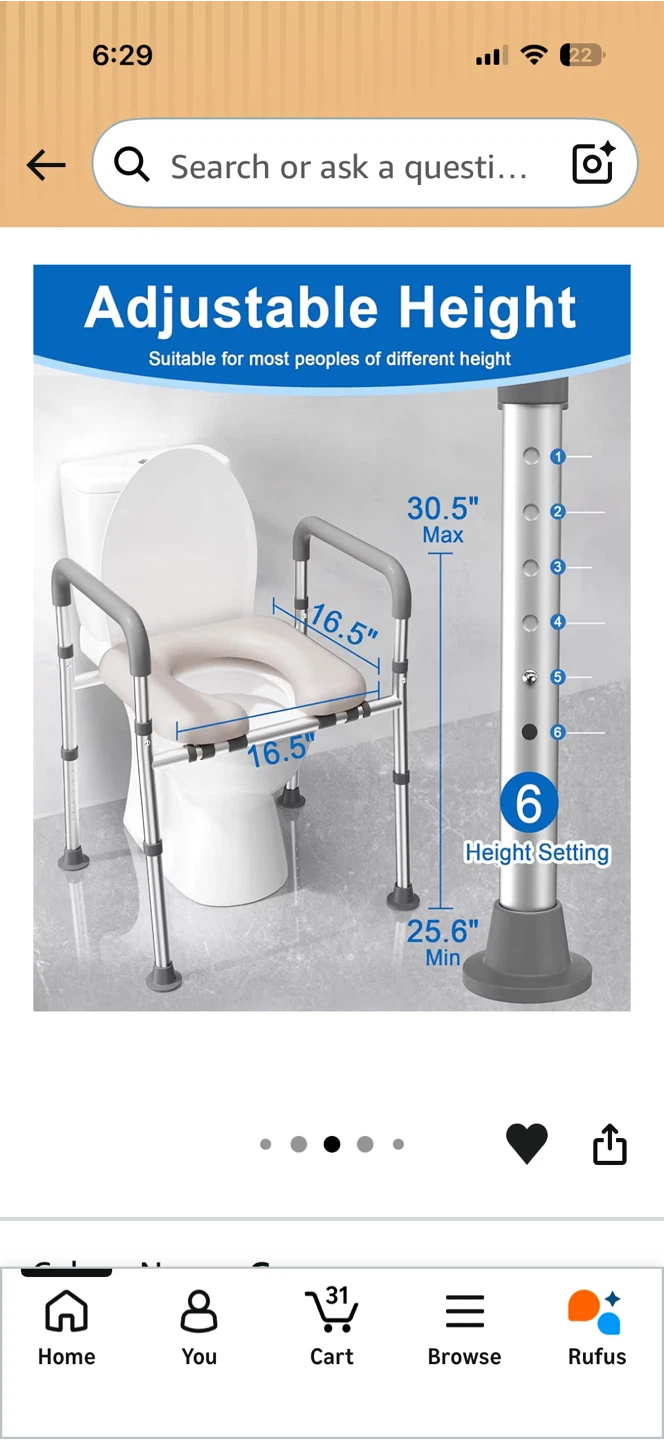 HOMELAND Toilet Seat Riser with Arms - photo 4