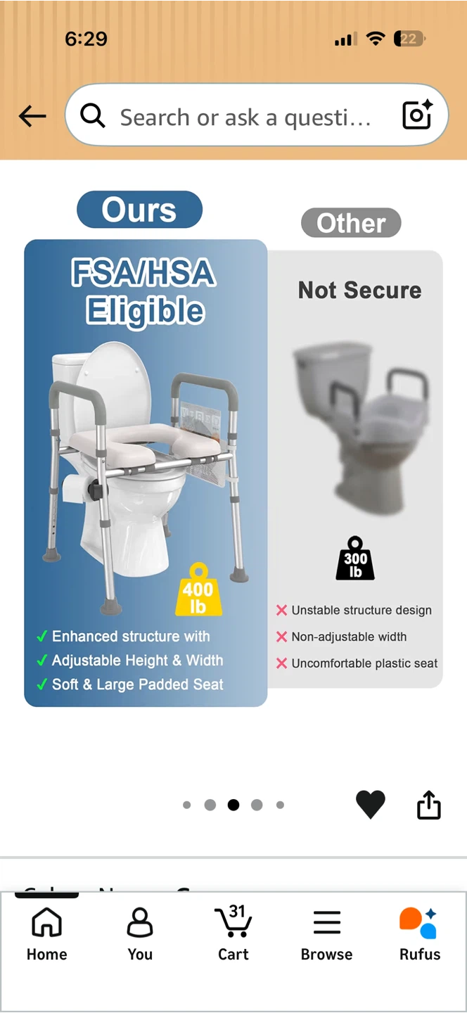 HOMELAND Toilet Seat Riser with Arms - photo 5