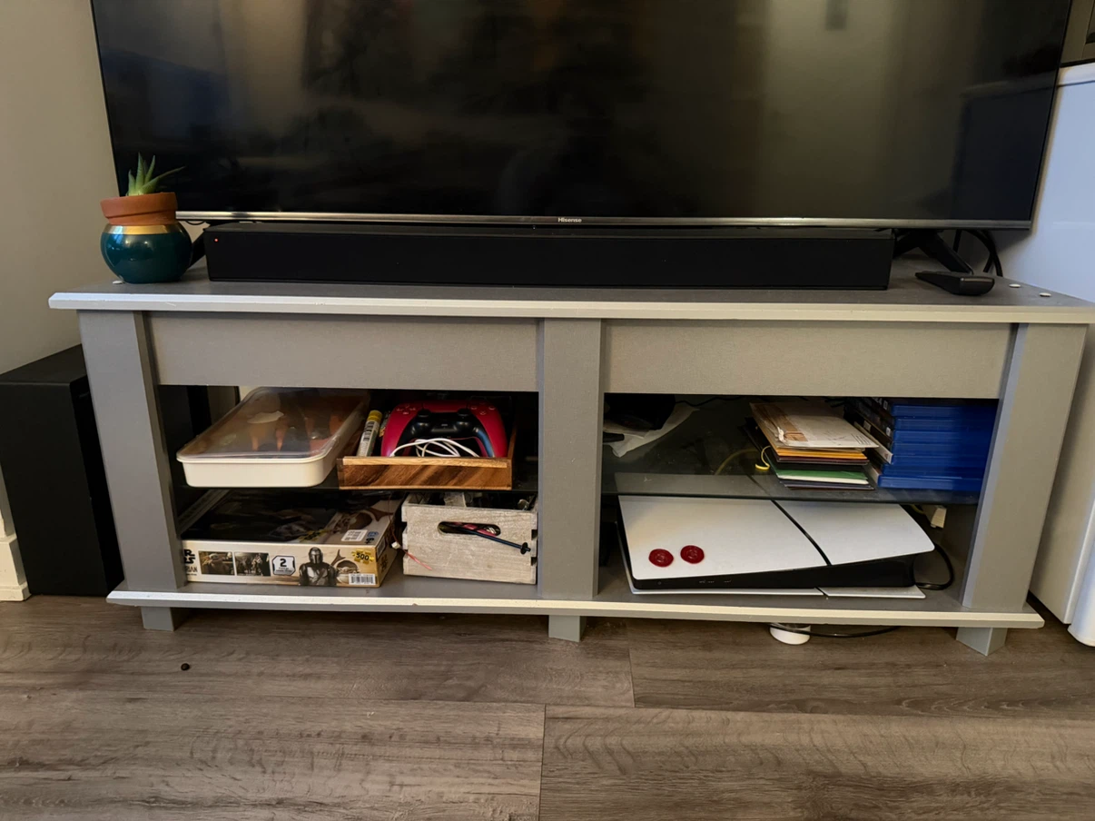 Grey TV Media Console Stand - photo 3