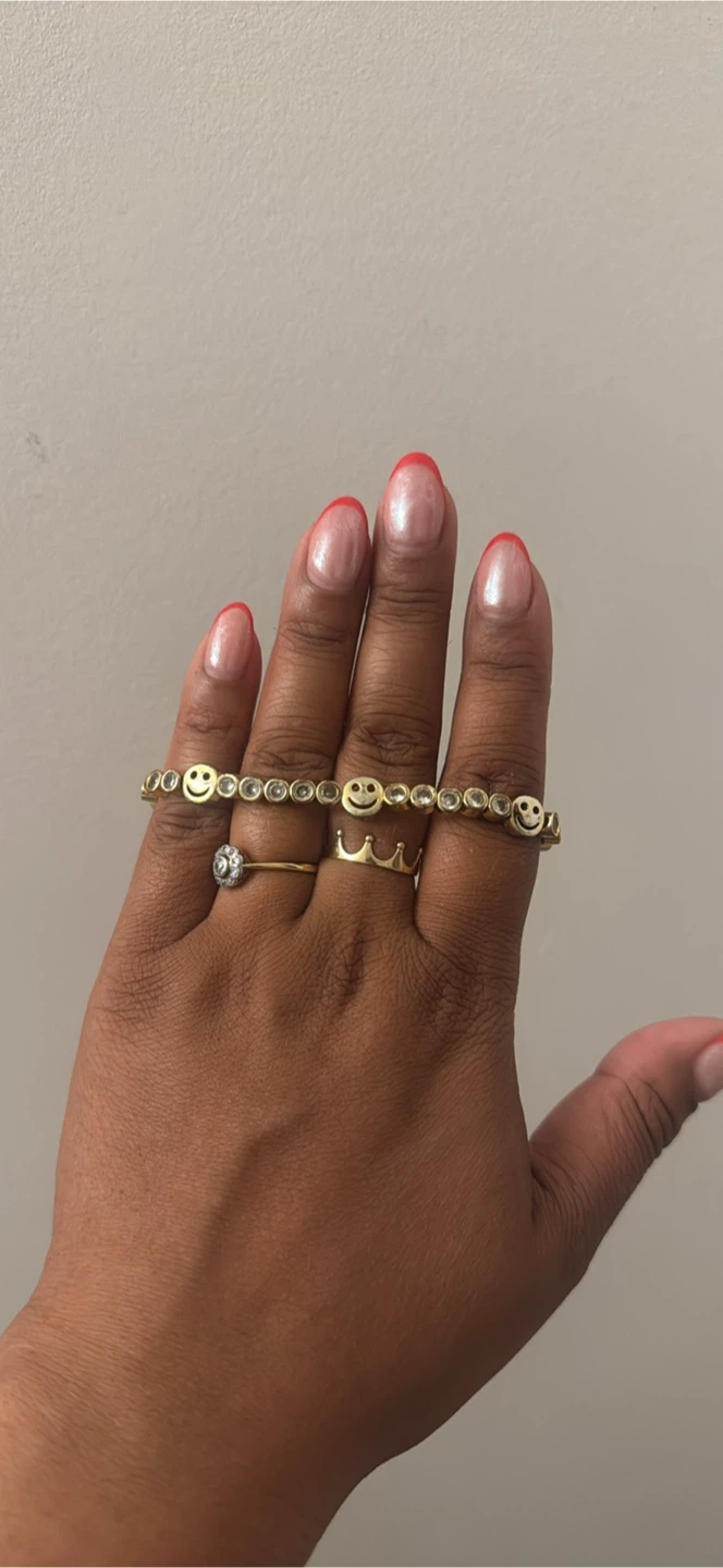 Lisa Gozlan Gold Tone Smiley Face & Rhinestone Bracelet