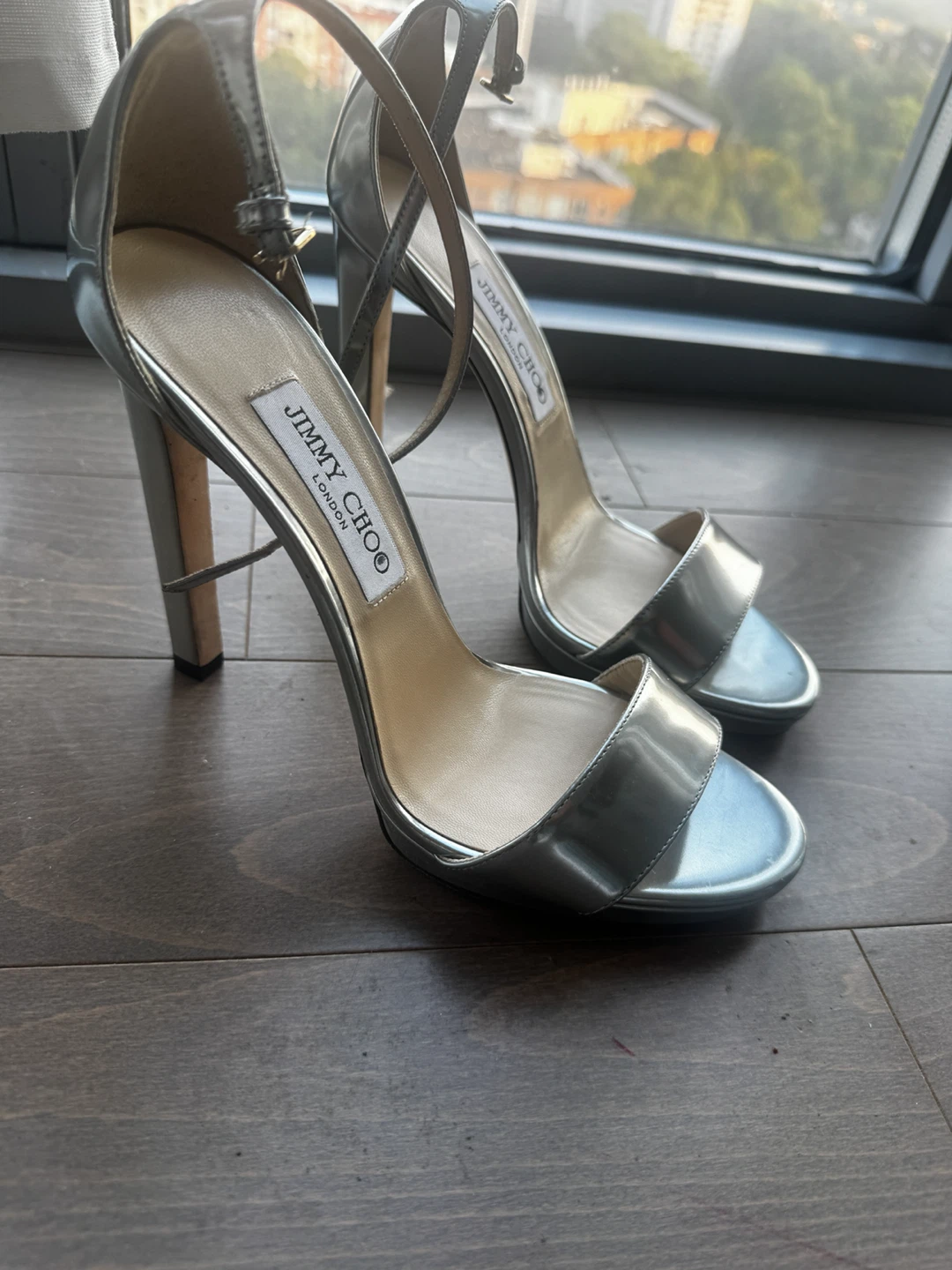 Jimmy Choo Silver Ankle Strap Heels - photo 2
