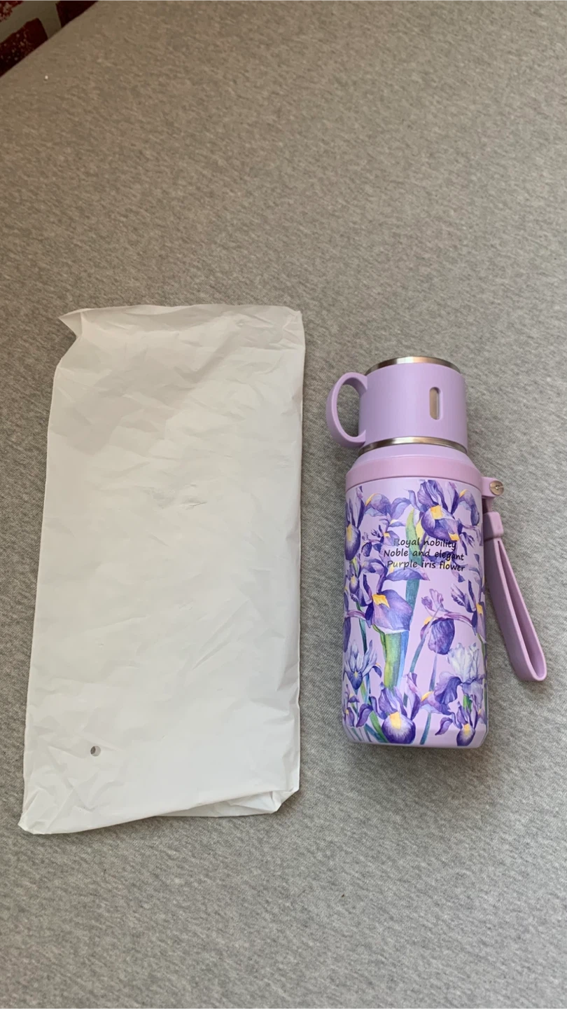 Purple Iris Floral Vacuum Insulated 9” Tea Thermal with Cup Lid - photo 2