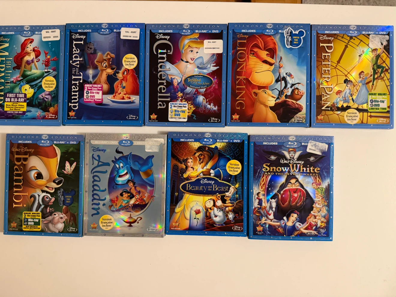 9 Disney Diamond Edition Blu-ray and DVD Combo Packs