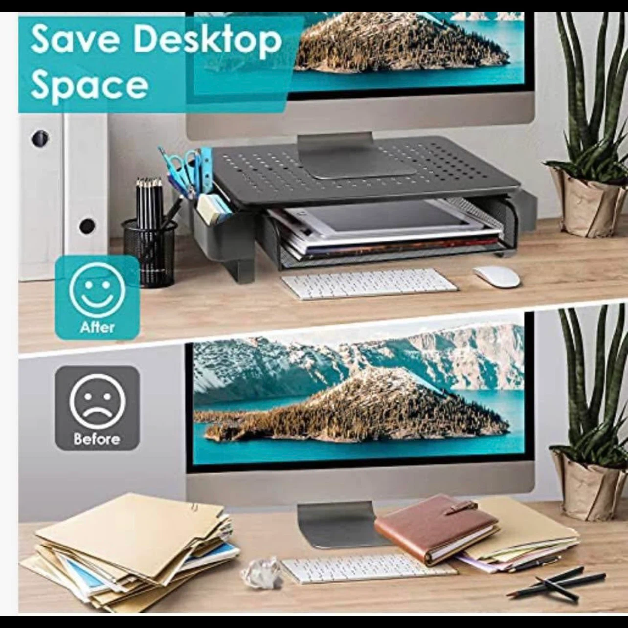 Monitor Stand Riser – Drawer & Side Storage, Desktop Organizer - photo 4