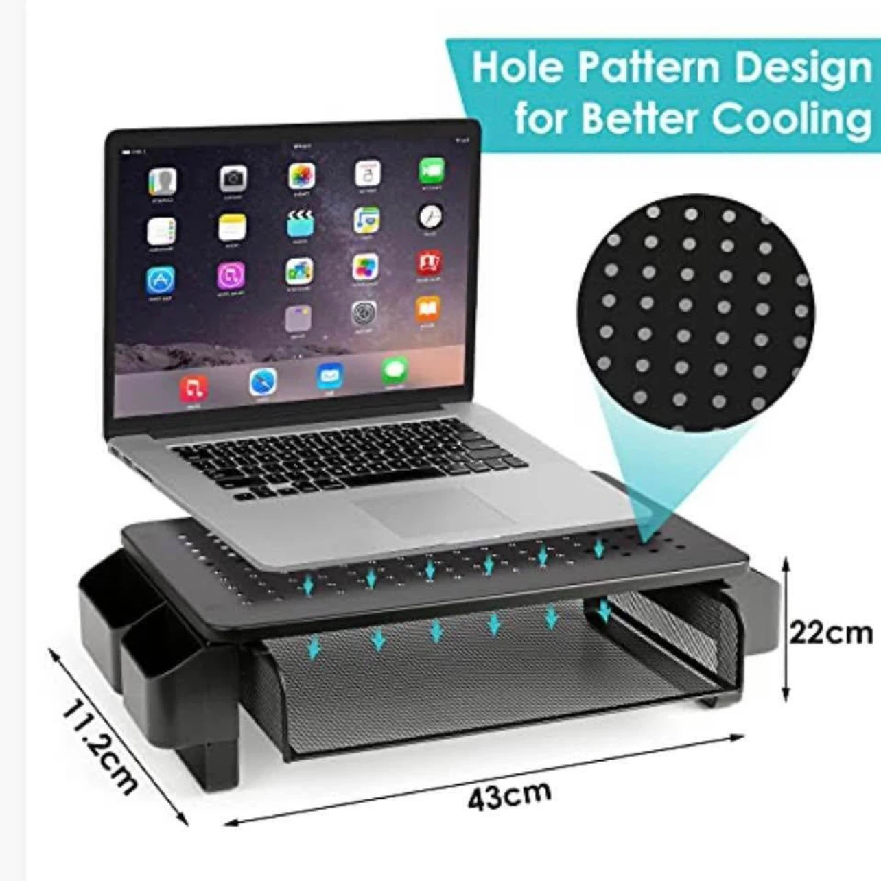 Monitor Stand Riser – Drawer & Side Storage, Desktop Organizer - photo 5