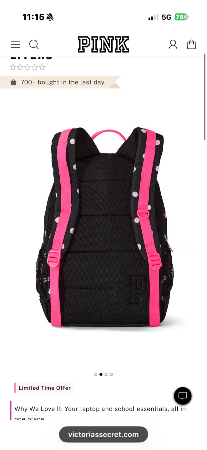 Victoria's Secret PINK Backpack Black White Polka Dot - photo 2