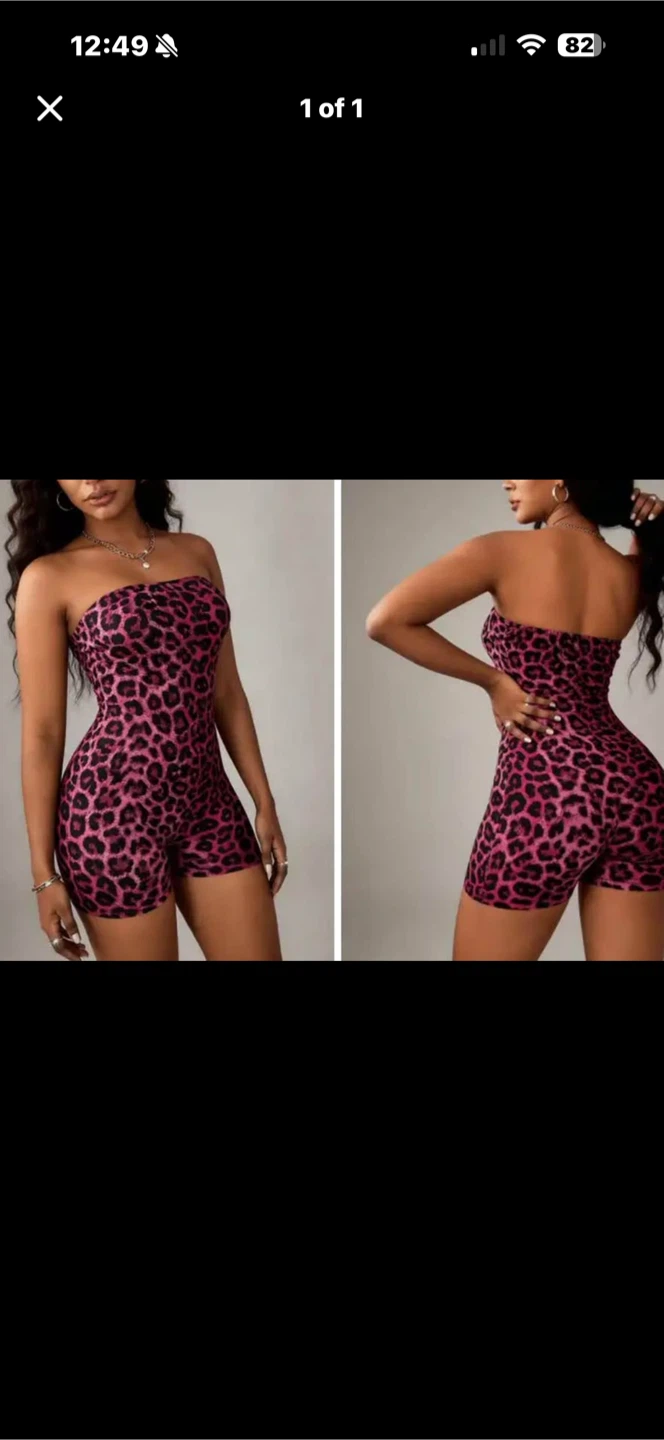Brand New Pink Leopard Print Tube Romper. Size XXL