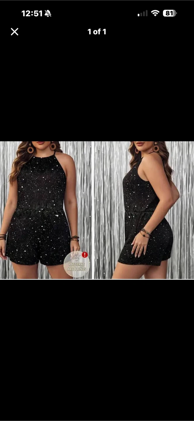 Brand New, Plus Size Black Glitter Romper. Size 2XL
