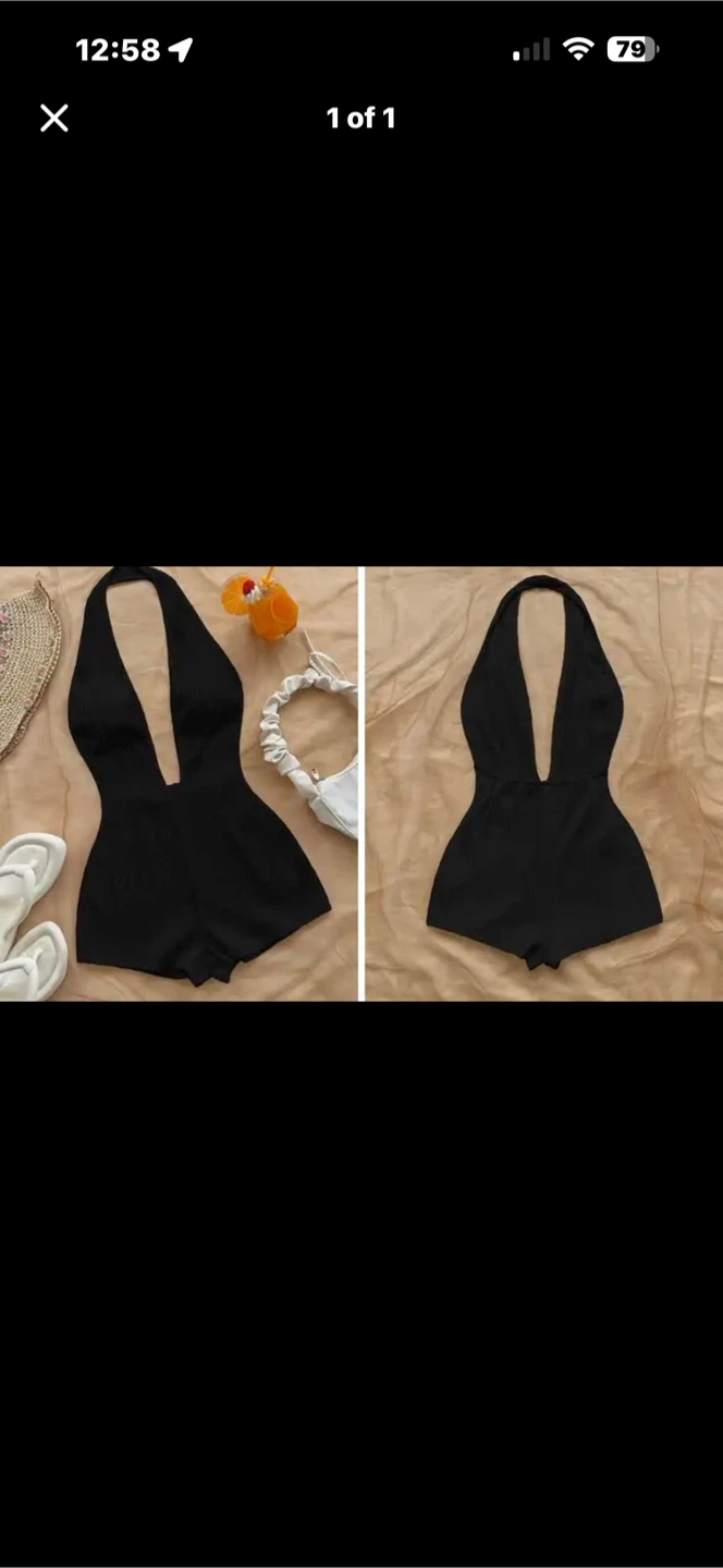 Brand New Black Halter Neck Romper. Size Med
