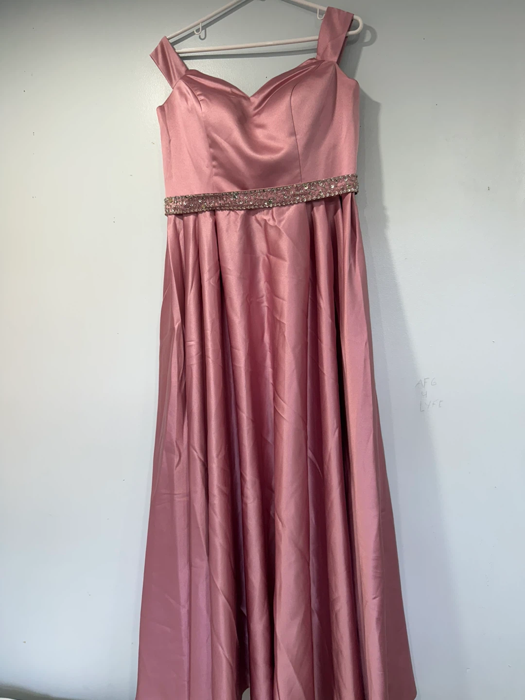 Pink Satin Beaded Waist Formal Gown - photo 2