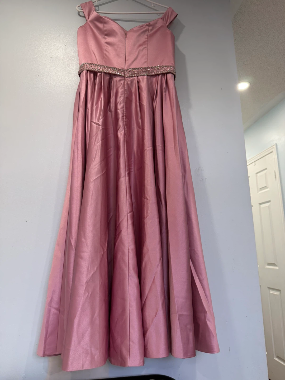 Pink Satin Beaded Waist Formal Gown - photo 3