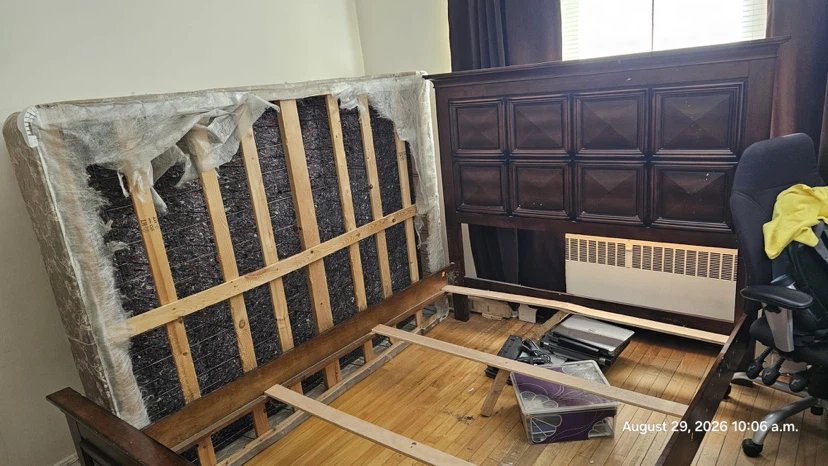 Solid Wood Queen Bed Frame & Raised Panel Headboard