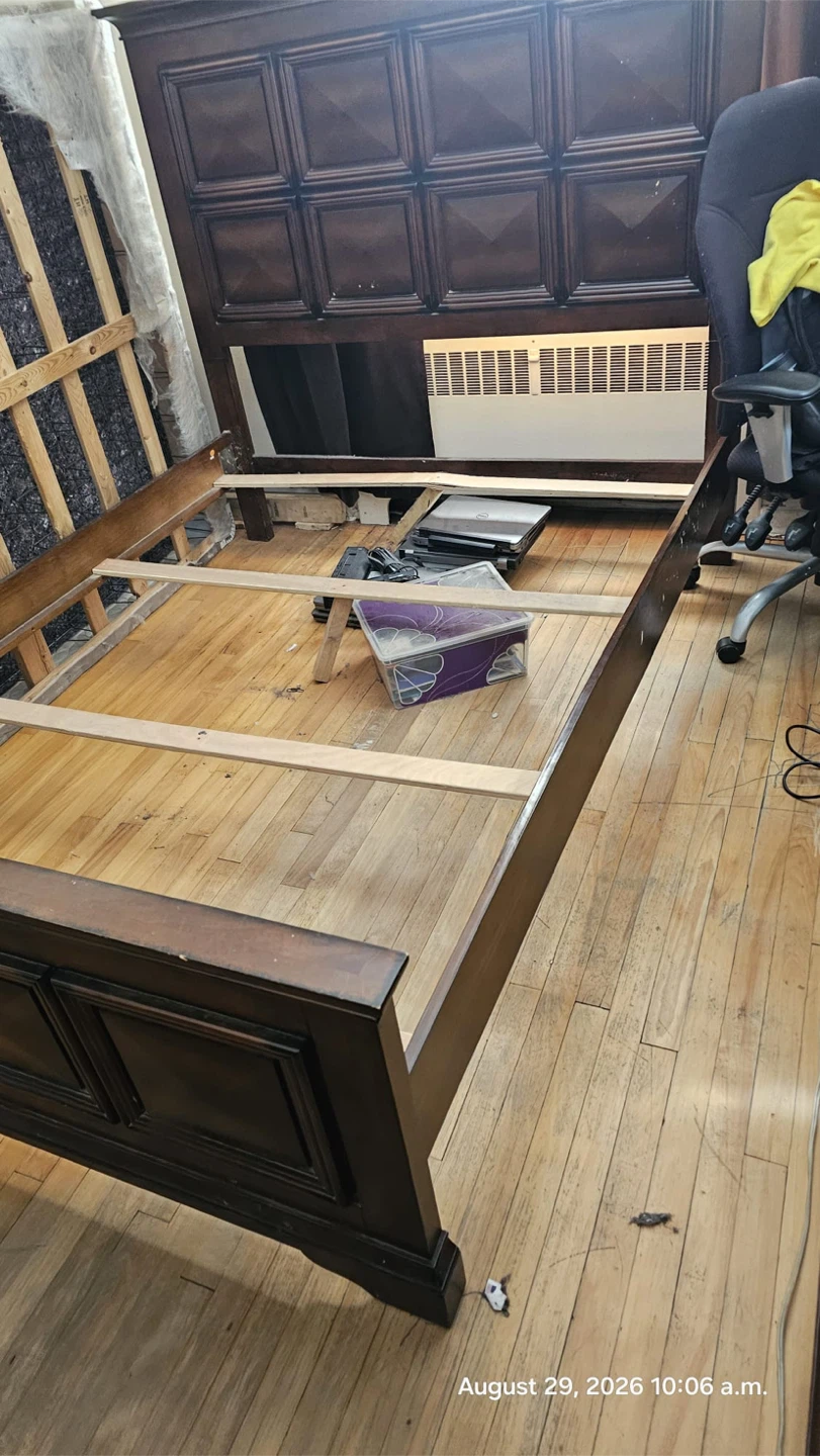 Solid Wood Queen Bed Frame & Raised Panel Headboard - photo 3
