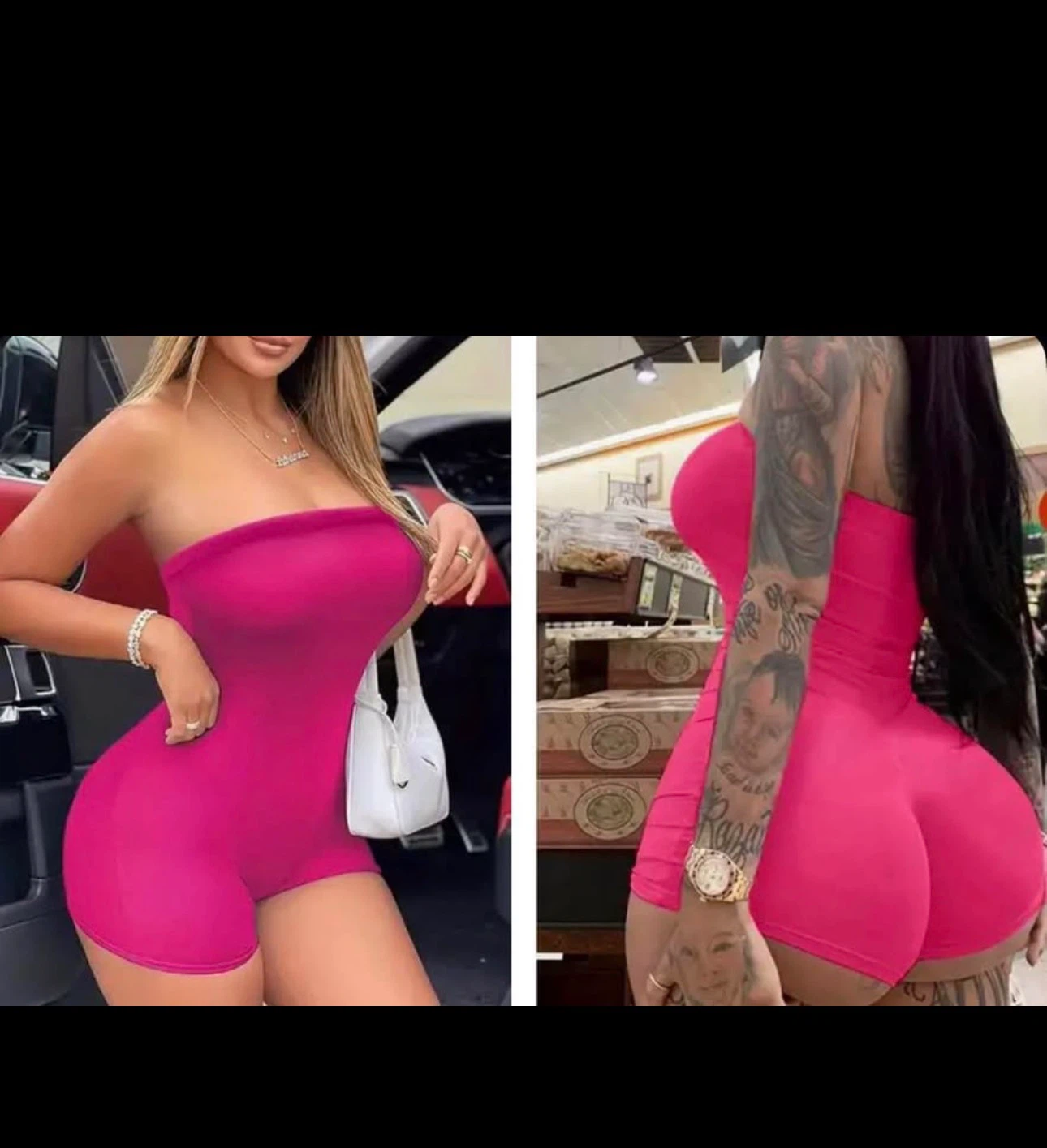 Brand New Hot Pink Tube Romper. Size large