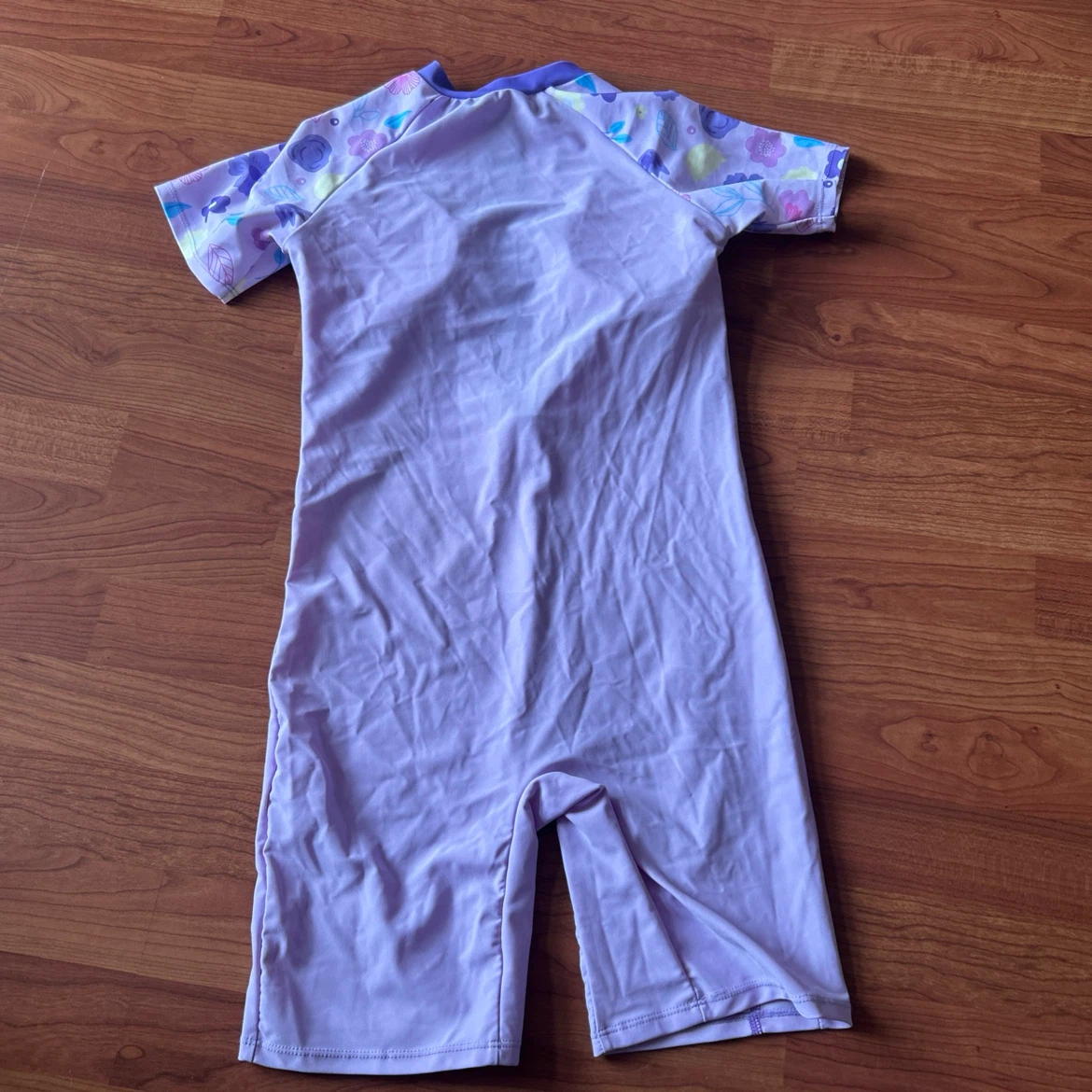 Children's Purple Swimsuit with Floral Sleeves - photo 4