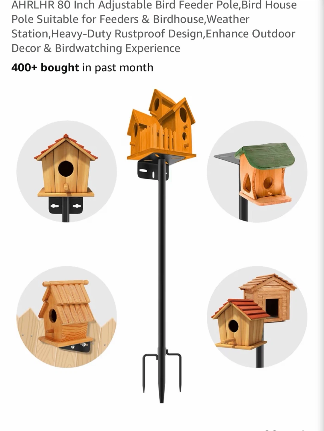 AHRLHR 80-Inch Adjustable Bird Feeder Pole