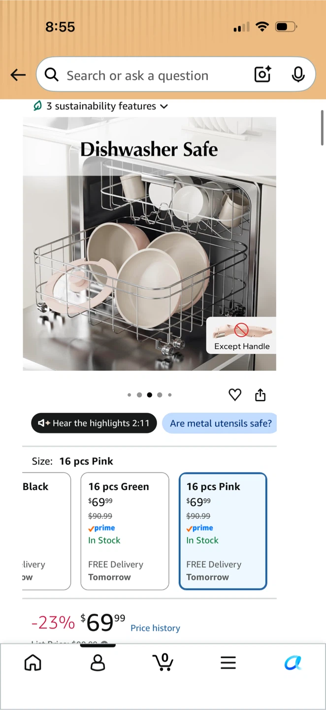 Piece Non-Stick Cookware Set, Pink - photo 2