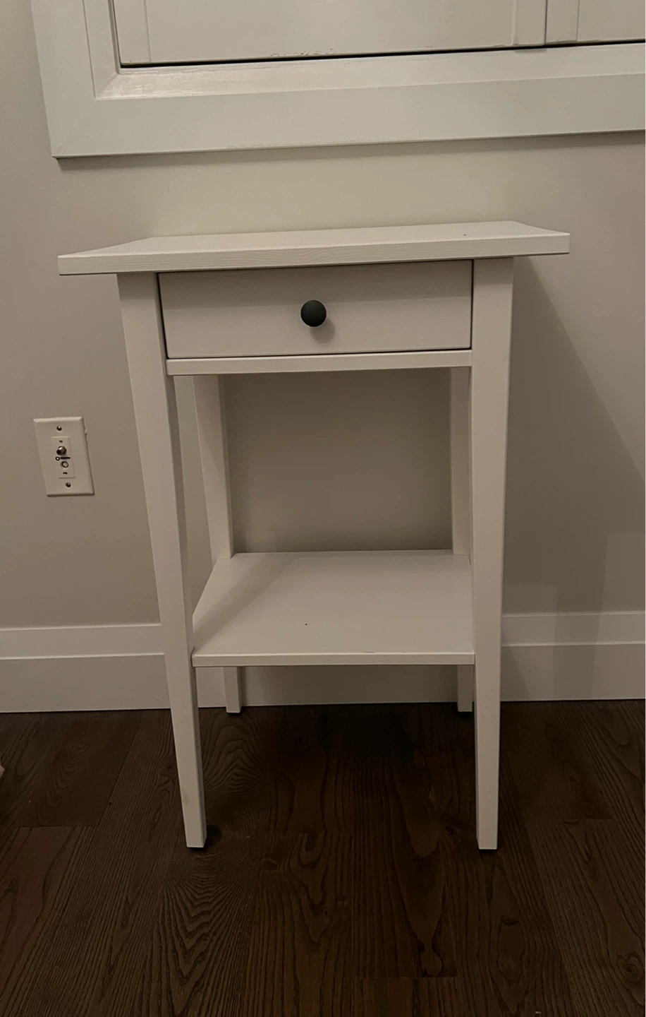 White Accent Table with Drawer and Shelf