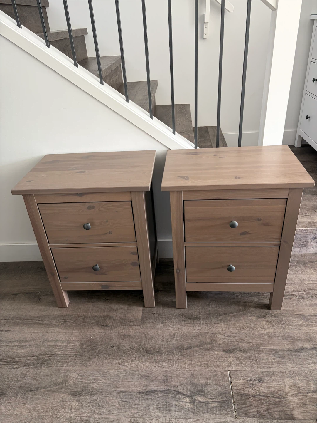 pair of IKEA HEMNES nightstands in brown colour