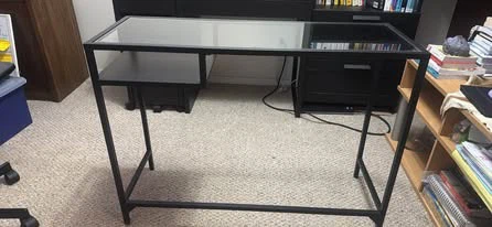 IKEA Black Metal and Glass Desk